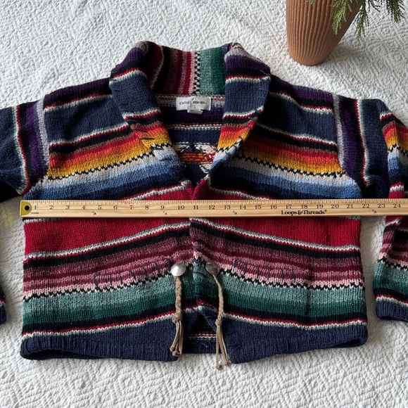 Casual Corner Multicolor Shetland 100%Wool Cardigan Size L - Picture 7 of 9